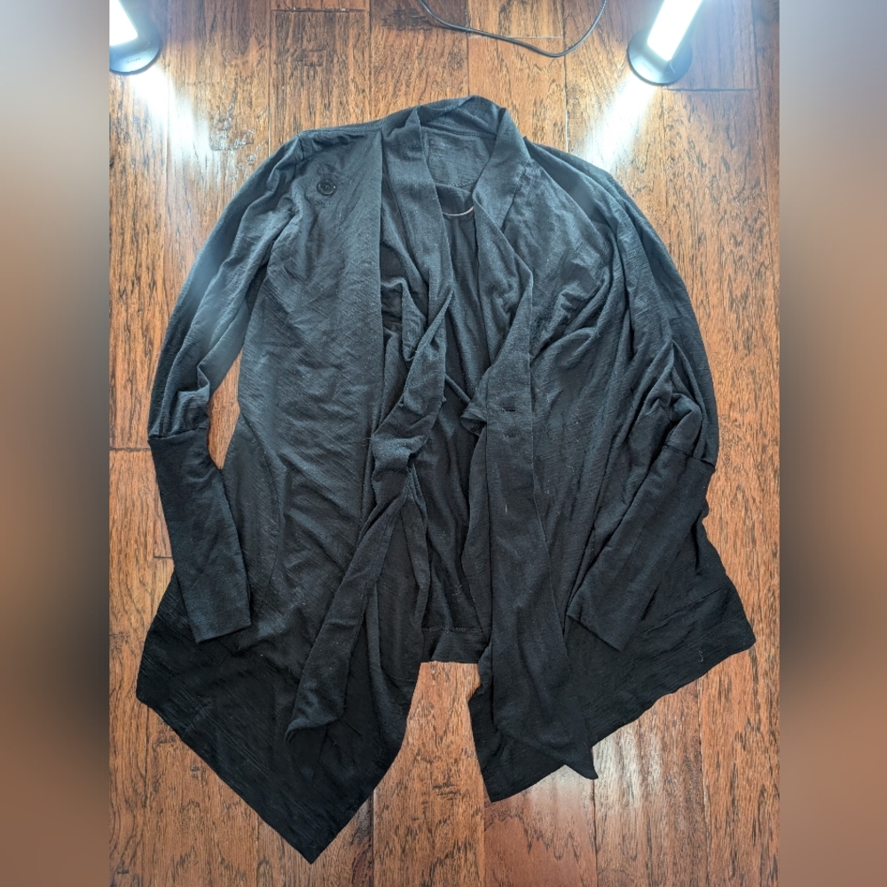Icebreaker Bliss Wrap Black Merino Wool Cardigan Size Small